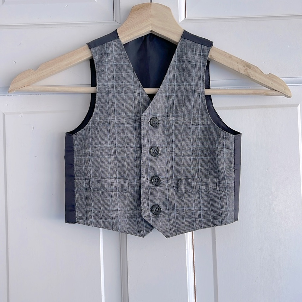 Dockers gray and baby blue suit vest 18 months wedding formal adorable